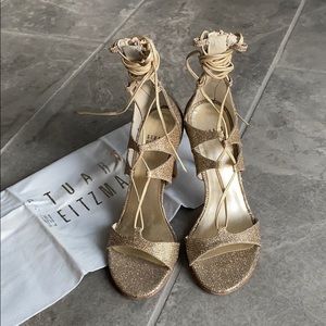 Stunning Stuart Weitzman open toe lace up heels